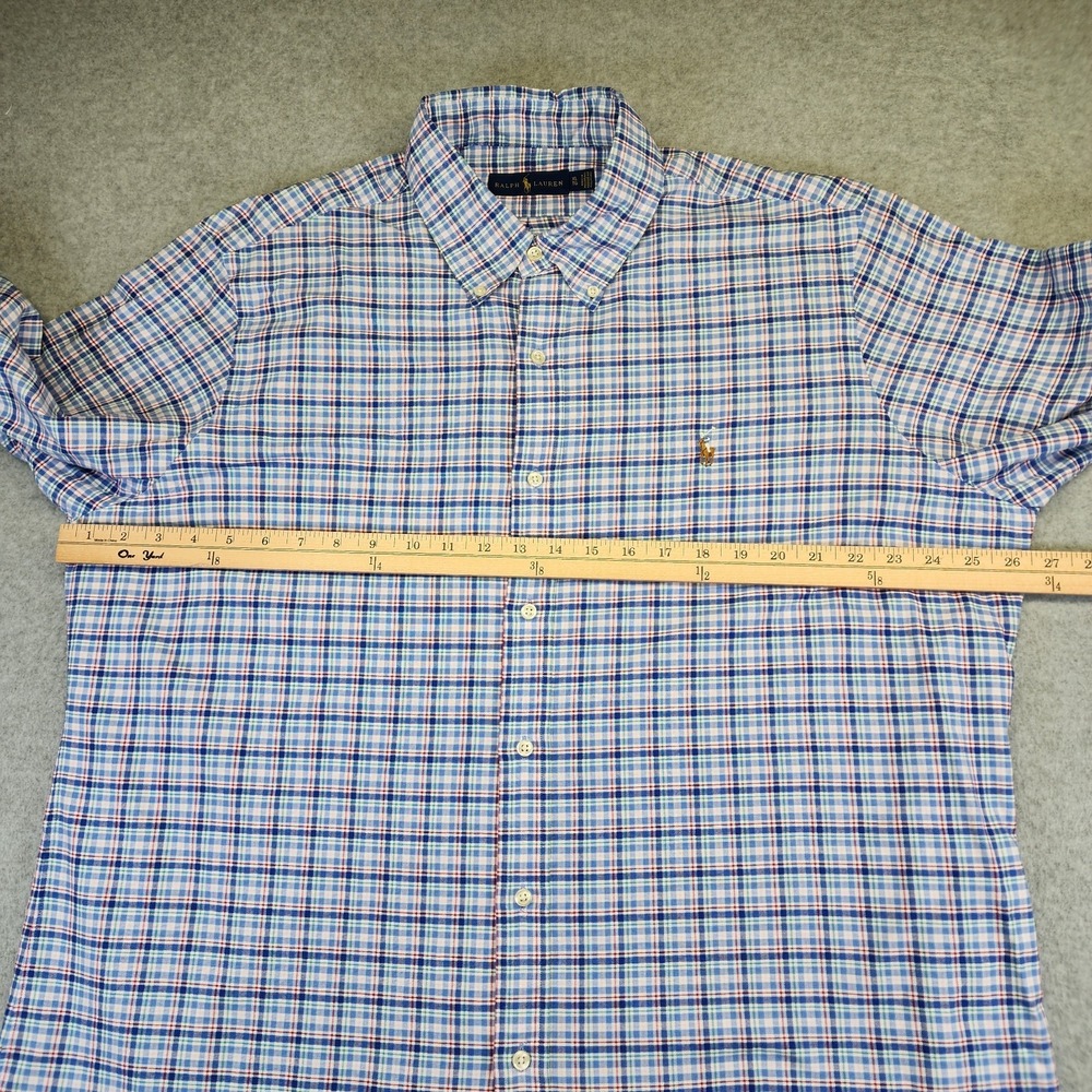 Ralph Lauren Mens XL Oxford Button Shirt Plaid Blue Green Pink Red Long Sleeve - Picture 5 of 6